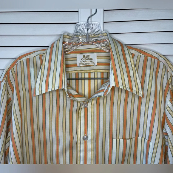 Vintage 1970s Arrow Kent Collection Men’s Button Down Striped 16-34 Drake II - Picture 3 of 16